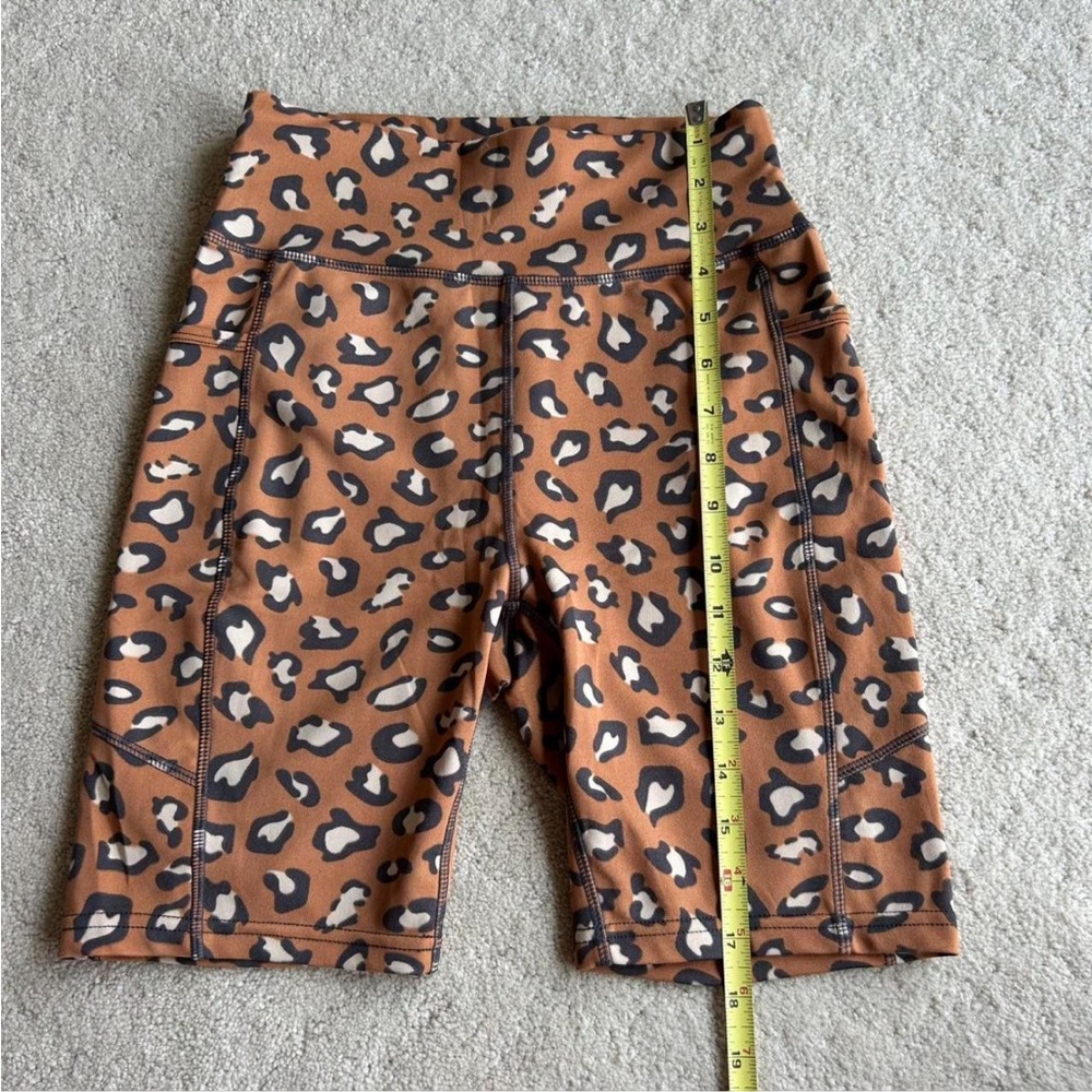 POP Fit Brown and Black Leopard Print Athletic Shorts